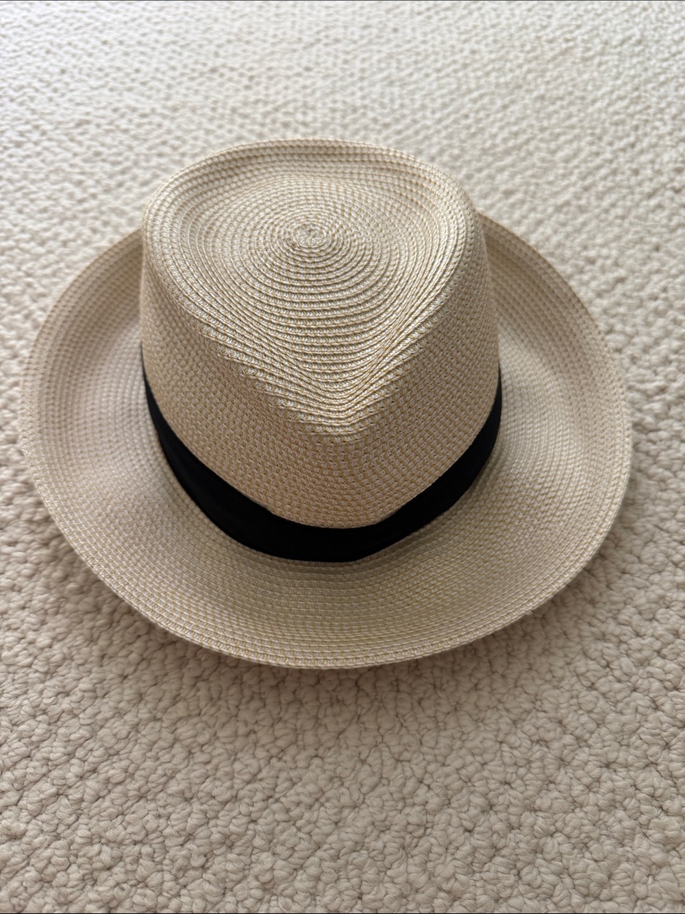 Women’s Packable Fedora Hat with Black Band - Cream ERIC JAVITZ